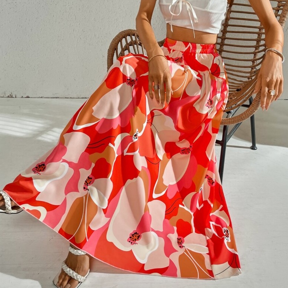 Bohemian Floral Tropical Print Maxi Skirt - Picture 10 of 10